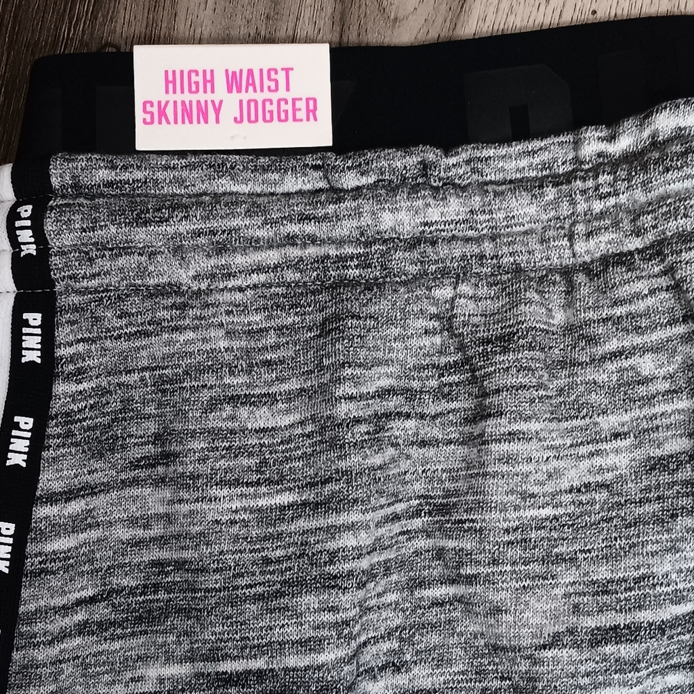 NWT PINK Victoria's Secret RARE Marbled Gray Jogger Sweatpants Iridescent Bling - Picture 5 of 8